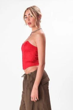 Adika Rouge Jacquard Corset Top Clothing