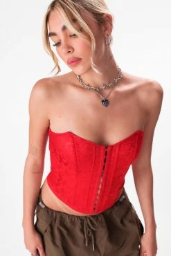 Adika Rouge Jacquard Corset Top Clothing