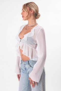 Adika Dulce Tie-Front Ruffle Top Clothing