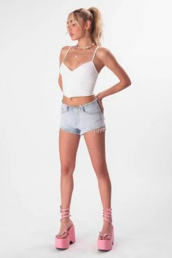 Flash Sale 🎁 Adika Jaden Beaded Fringe Denim Shorts Clothing 👏 9 Adika Jaden Beaded Fringe Denim Shorts Clothing