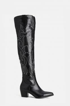 Adika Parton Embroidered Faux Leather Boots