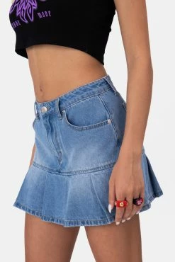 Top 10 🎁 Adika O'Connor Pleated Denim Mini 👗 Skirt Clothing 🤩 7 Adika O'Connor Pleated Denim Mini Skirt Clothing