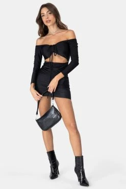 Adika Ramirez Ruched Off-Shoulder Mini Dress