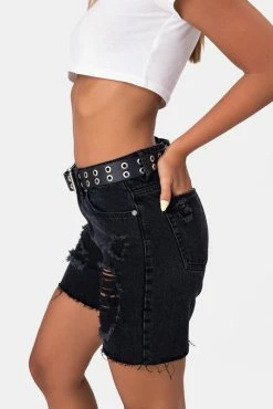 Outlet 🎉 Adika OUTLET Basil Ripped Denim Shorts ❤️ 7 Adika OUTLET Basil Ripped Denim Shorts