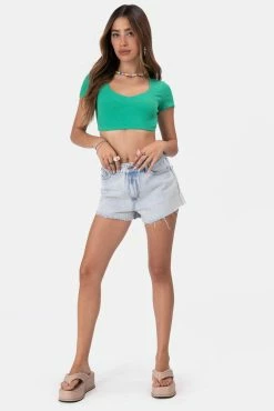 Adika Clothing Peninsula Ripped-Back Denim Shorts