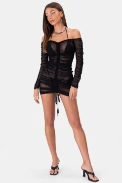 Adika Puerto Ruched Sheer Mini Dress