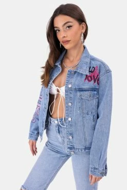 Adika LOVE Graffiti Denim Jacket Clothing