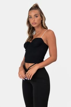 Adika Dynast Rhinestone-Straps Crop Top