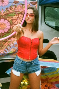 Adika Rouge Jacquard Corset Top Clothing