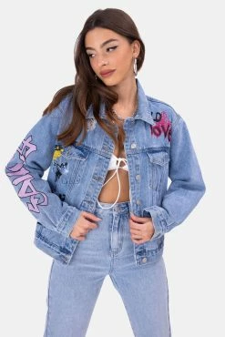 Adika LOVE Graffiti Denim Jacket Clothing