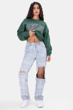 Adika OUTLET FABULOUS Embroidery Cropped Sweatshirt