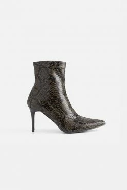 Adika Snake Faux Leather Stiletto Booties OUTLET