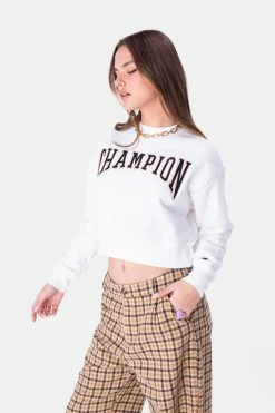 Adika Champion // Logo Embroidery Cropped Sweatshirt