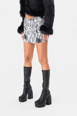 Adika Python Denim Mini Skirt