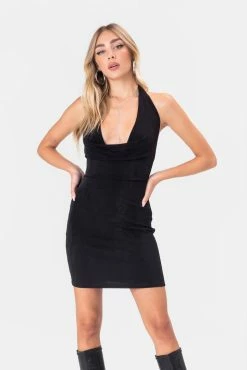 Adika Arden Plunging Halter Mini Dress Clothing
