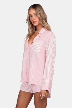 Outlet 😍 Adika New Quick Coffee Run Oversized Striped 👕 Shirt 🎁 6 Adika New Quick Coffee Run Oversized Striped Shirt