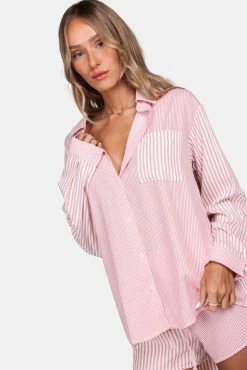 Adika New Quick Coffee Run Oversized Striped Shirt