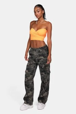 Adika Neon Nights Tie-Hem Strapless Top New