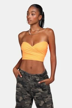 Adika Neon Nights Tie-Hem Strapless Top New