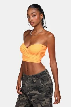 Adika Neon Nights Tie-Hem Strapless Top New