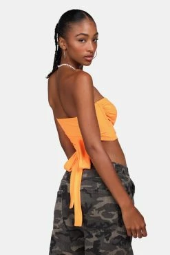 Adika Neon Nights Tie-Hem Strapless Top New
