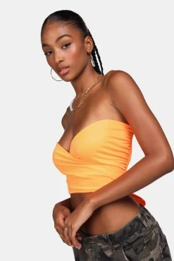 Adika Neon Nights Tie-Hem Strapless Top New