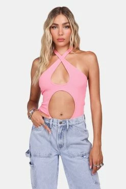 Adika Sugar & Spice Cut-Out Halter Bodysuit New