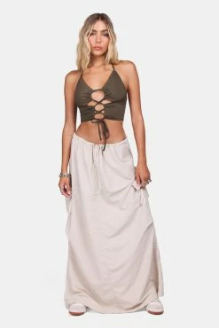 Adika Norman Cord Elastic Cargo Maxi Skirt