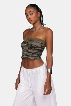 Adika New Non-Stop Drawstring Cropped Strapless Top