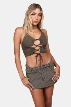 Adika Pixie Dust Cut-Out Halter Top New