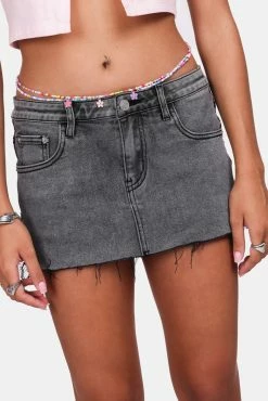 Adika Hit The Road Low-Rise Denim Skirt New