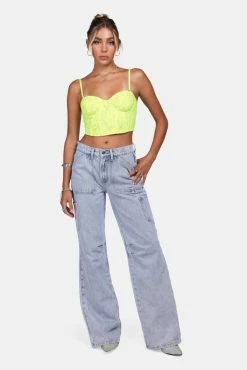 Adika Wanna Bloom Over Lace Corset Top New