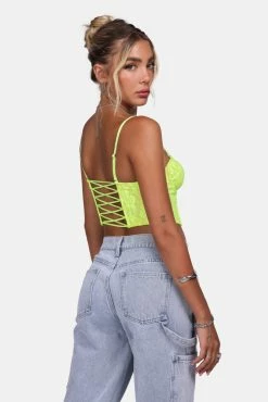 Adika Wanna Bloom Over Lace Corset Top New