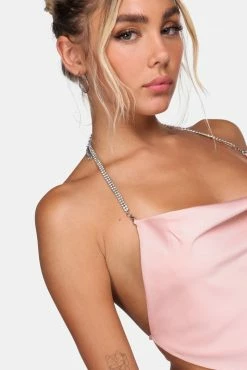 Adika Glow Getter Rhinestone Strap Halter Top