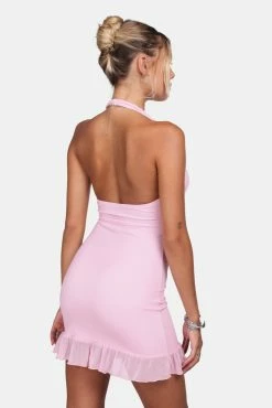 Adika Forever & Ever Plunge Halter Mini Dress New