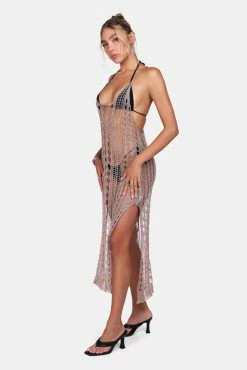 Adika Golden Hour Metallic Crochet Dress