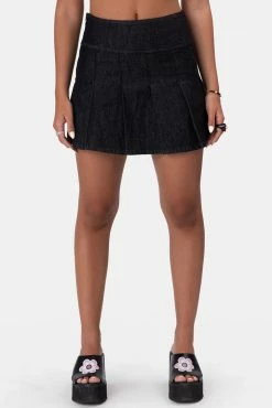 Adika Slam Pleated Denim Mini Skirt Clothing
