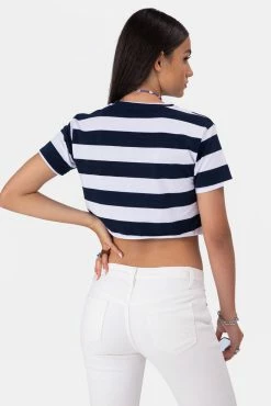 Adika Aubergine Striped Cropped Tee