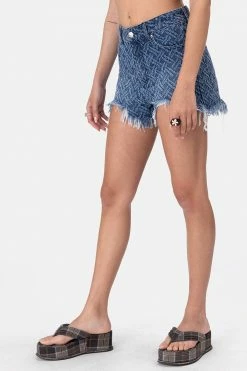 Adika Bell Distressed Pattern Denim Shorts