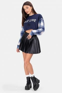 Adika Clothing ADK Faux Leather Pleated Mini Skirt