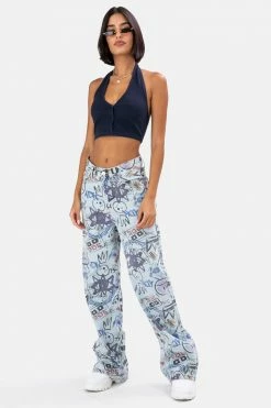 Adika Entitled Ribbed Halter Crop Top