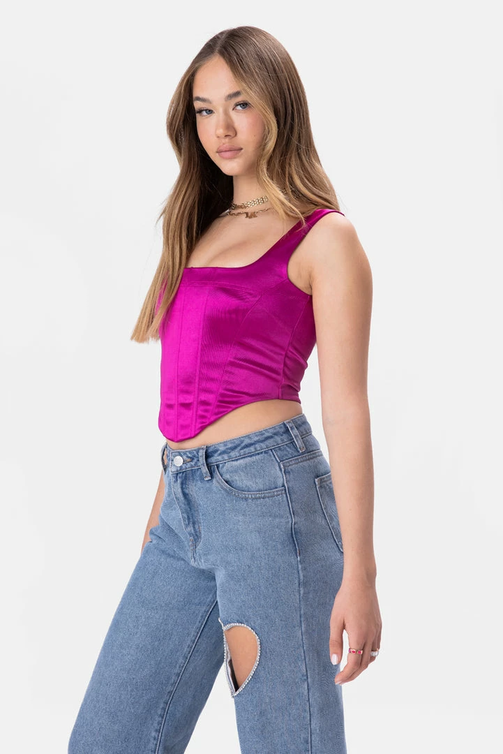 Buy ๐ Adika Houston Satin-Finish Corset Top Clothing ๐งจ 3 Adika Houston Satin-Finish Corset Top Clothing