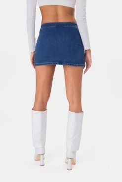 Adika Watts Side-Lace Denim Mini Skirt Clothing