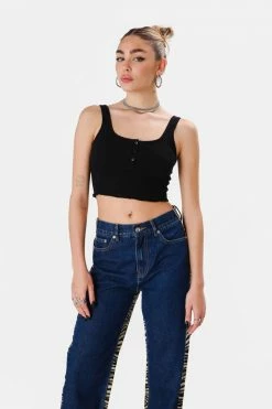 Adika Dinghy Button-Detail Crop Top Clothing
