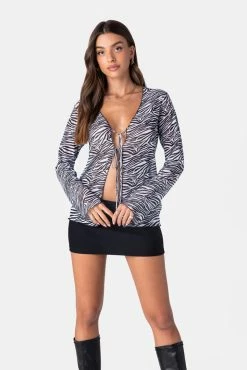 Adika Wild Tie-Front Mesh Top