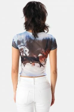 Adika Ranch Curly-Hem Mesh Tee