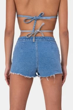 Adika Harbor Fringed-Detail Denim Shorts