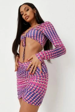 Adika MISSGUIDED // Ruched Printed Mini Skirt Dresses & Skirts