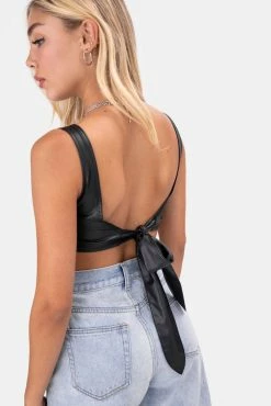 Adika Folson Faux Leather Crop Top