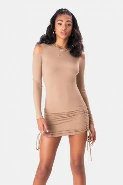 Adika Blairie Cold-Shoulder Ruched Mini Dress